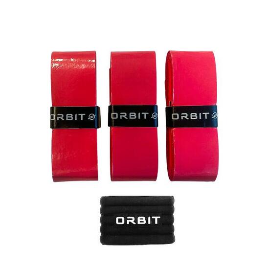 Overgrip Padel Rosso Orbit – 3 pz con anello di gomma