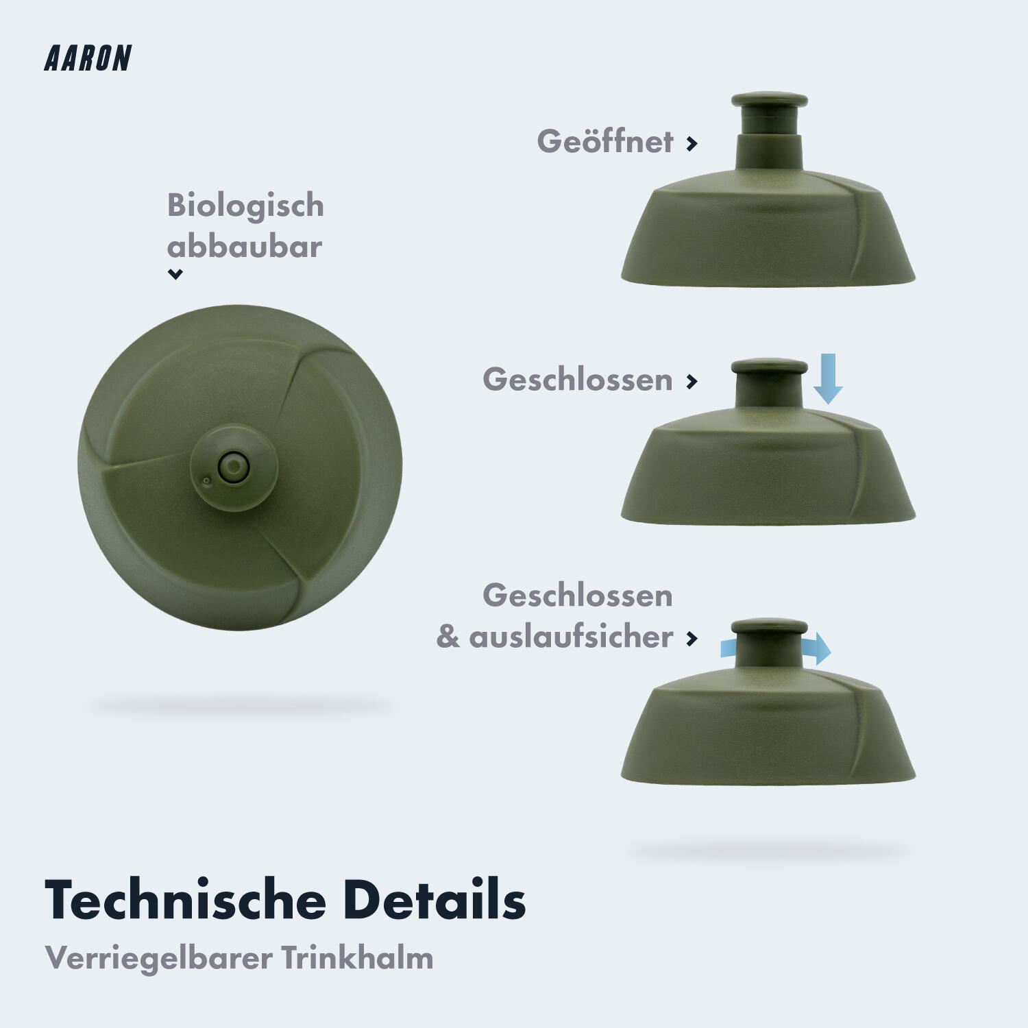 ECO Fahrrad-Trinkflasche - 500 ml, biologisch abbaubar, BPA-frei - Grün 3/5