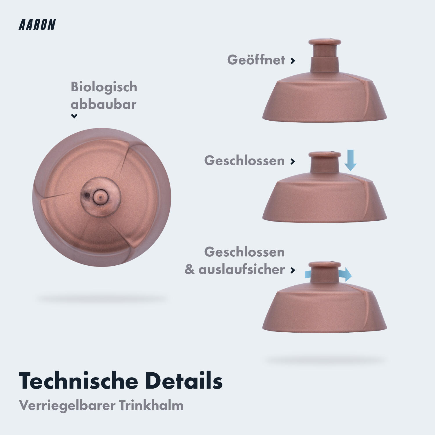 ECO Fahrrad-Trinkflasche - 500 ml, biologisch abbaubar, BPA-frei - Bronze 3/5