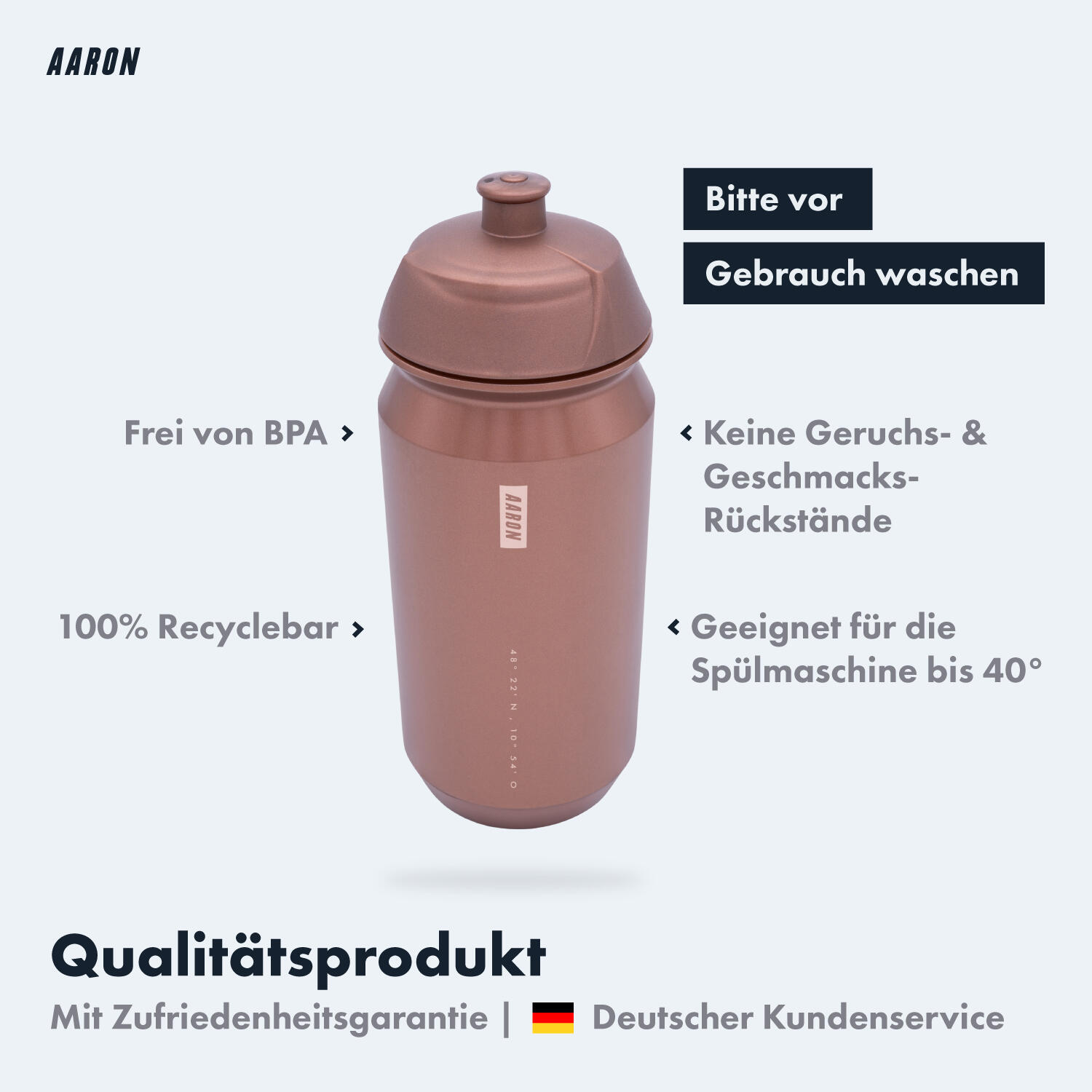 ECO Fahrrad-Trinkflasche - 500 ml, biologisch abbaubar, BPA-frei - Bronze 2/5
