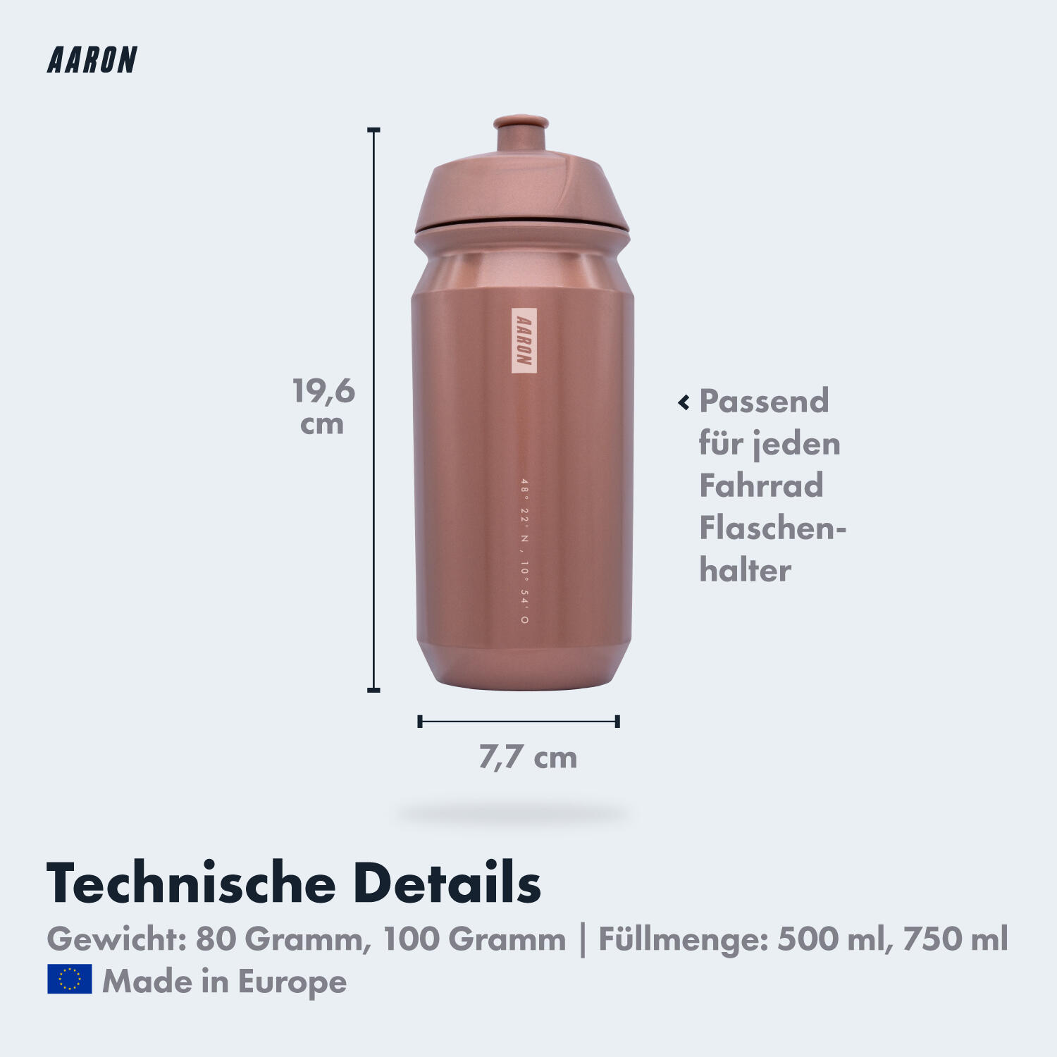 ECO Fahrrad-Trinkflasche - 500 ml, biologisch abbaubar, BPA-frei - Bronze 5/5