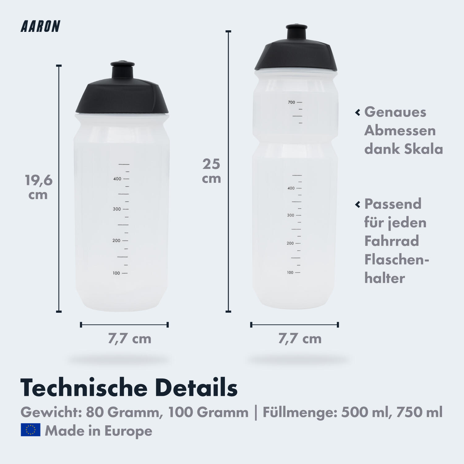 ECO Fahrrad-Trinkflasche - 500 ml, biologisch abbaubar, BPA-frei - Transp. 5/6