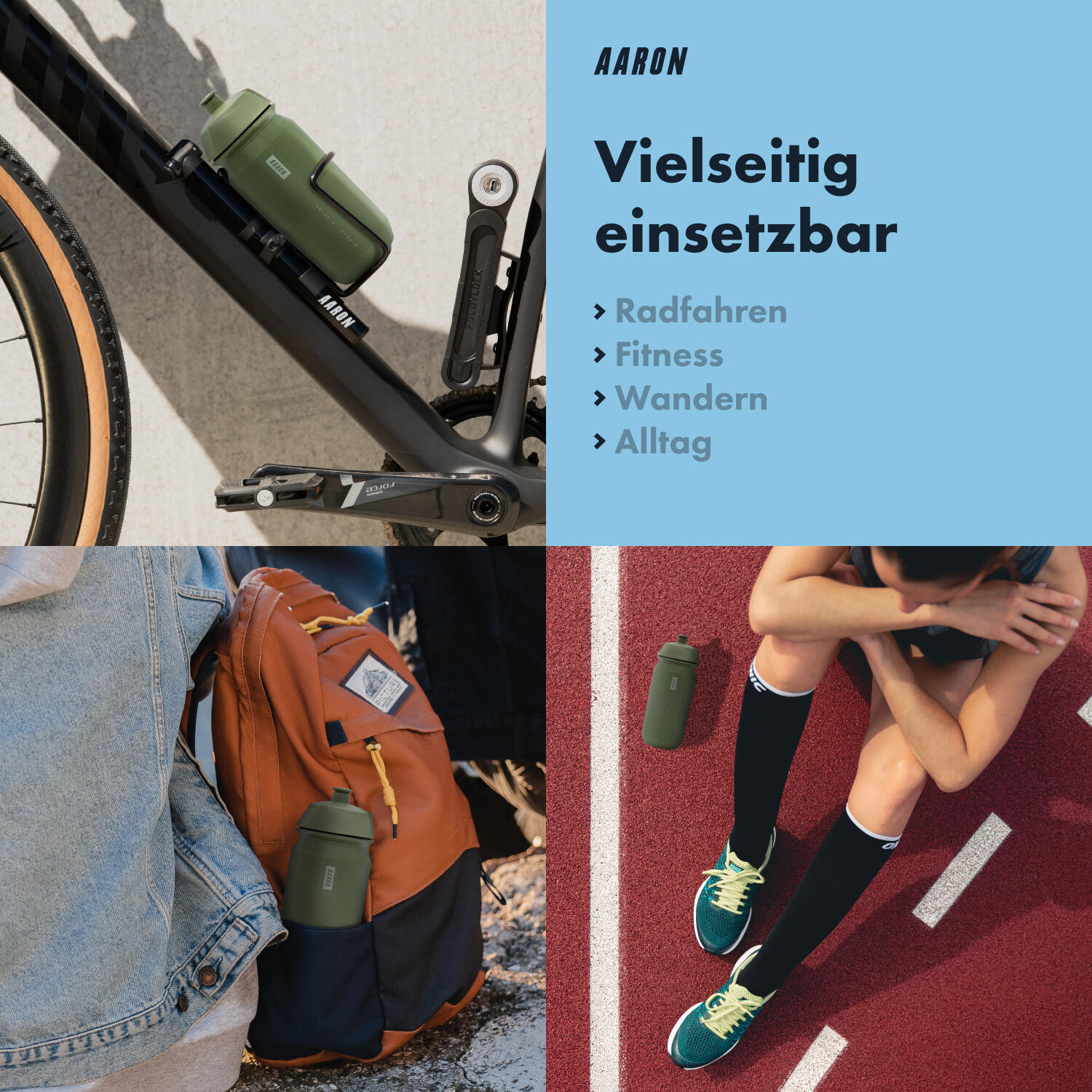 ECO Fahrrad-Trinkflasche - 500 ml, biologisch abbaubar, BPA-frei - Grün 4/5