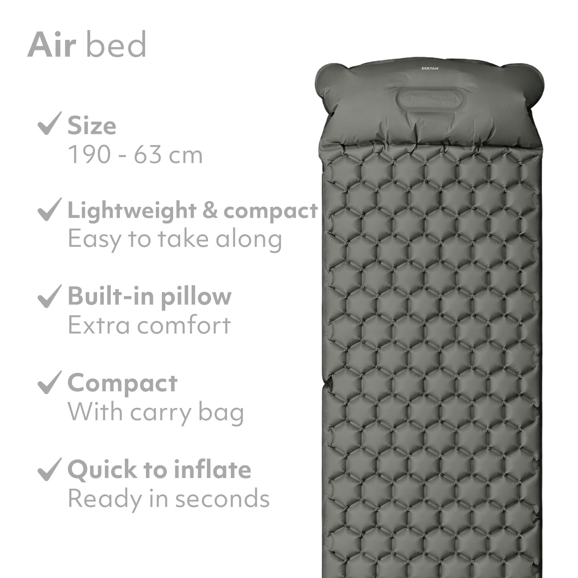 Deryan Air Bed - Letto da campeggio gonfiabile - Include borsa da trasporto 4/7
