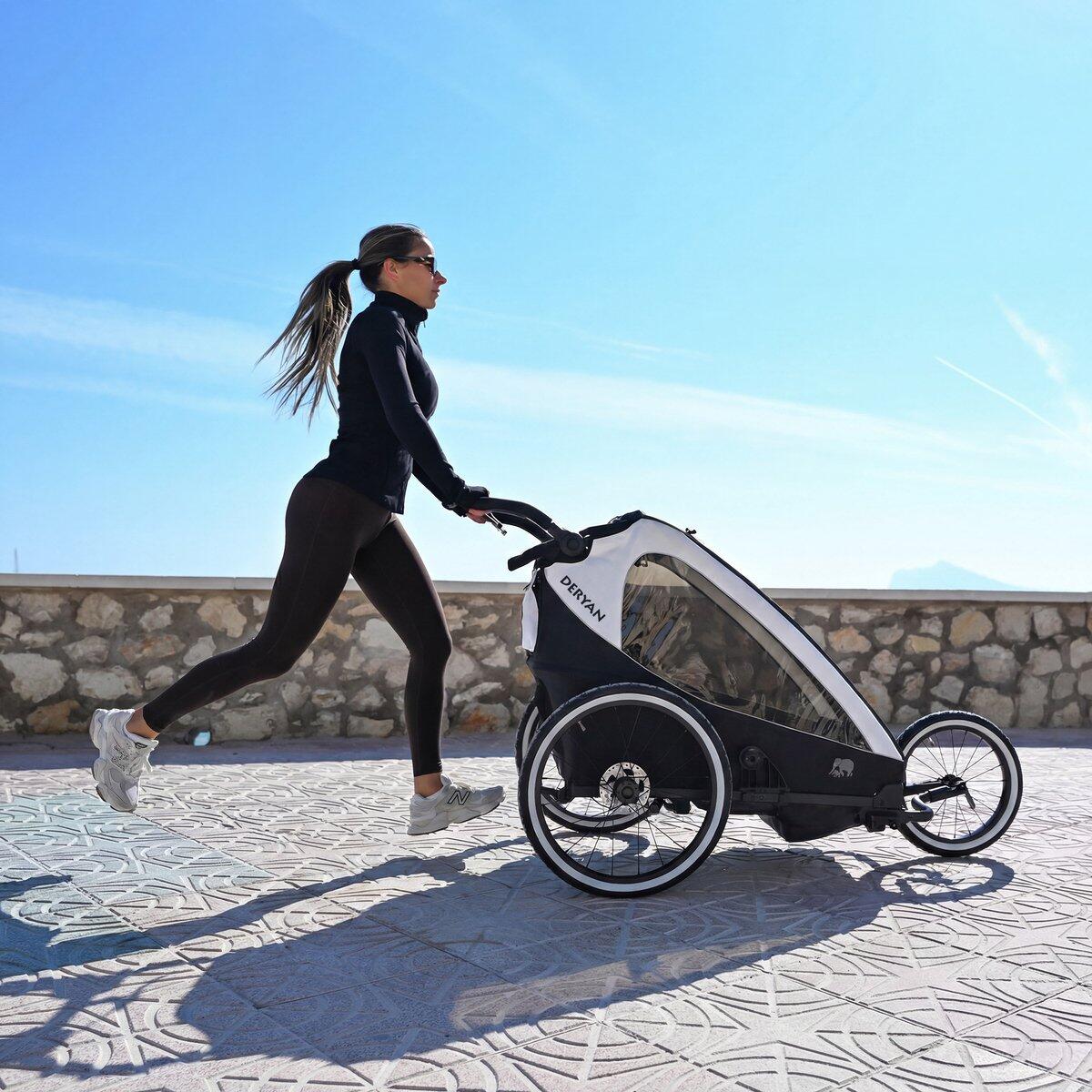 Luxus 3-in-1 Fahrradanhänger V2 - Kinderwagen - 2 Personen - Creme 7/8