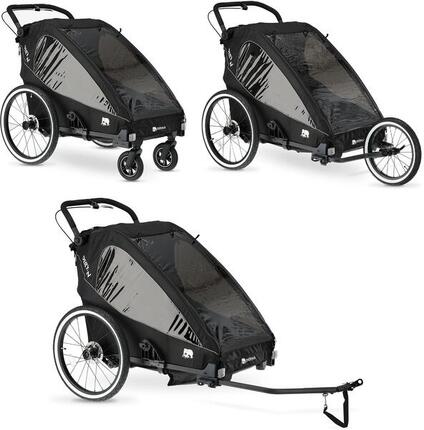 Luxe Fietskar - 3-in-1 Fietskar - Wandelwagen - 2 persoons - Zwart