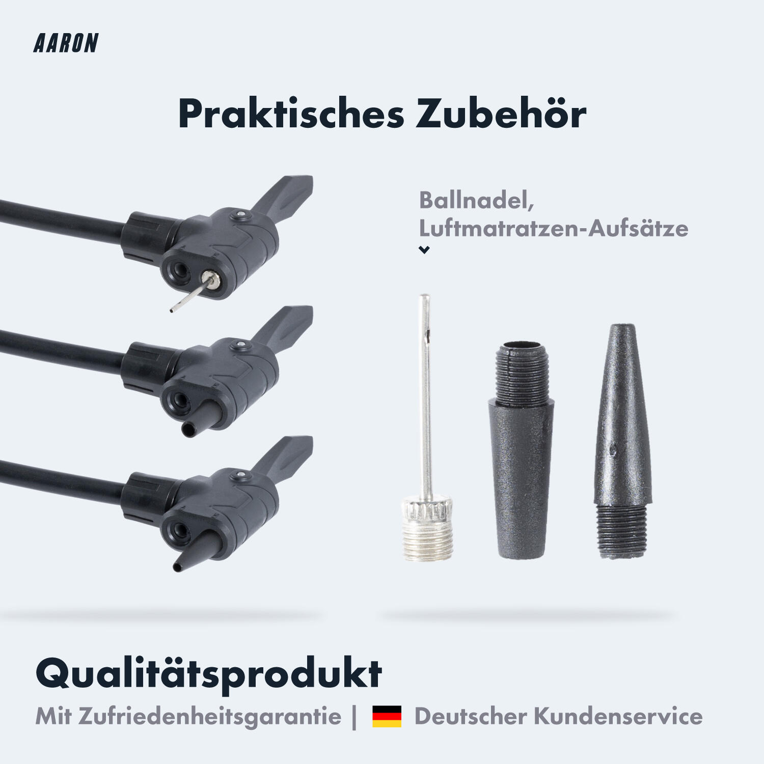AIR Standpumpe mit Manometer, Universell für alle Fahrradventile, Schwarz 5/6