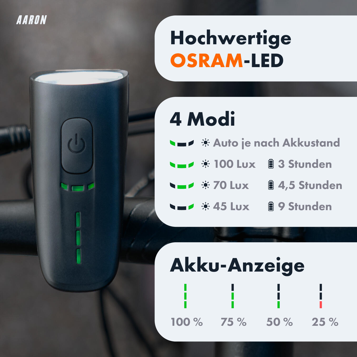 LUX Pro Fahrradlicht Set - 100 Lux, StVZO zugelassen, Front- und Rücklicht 3/7