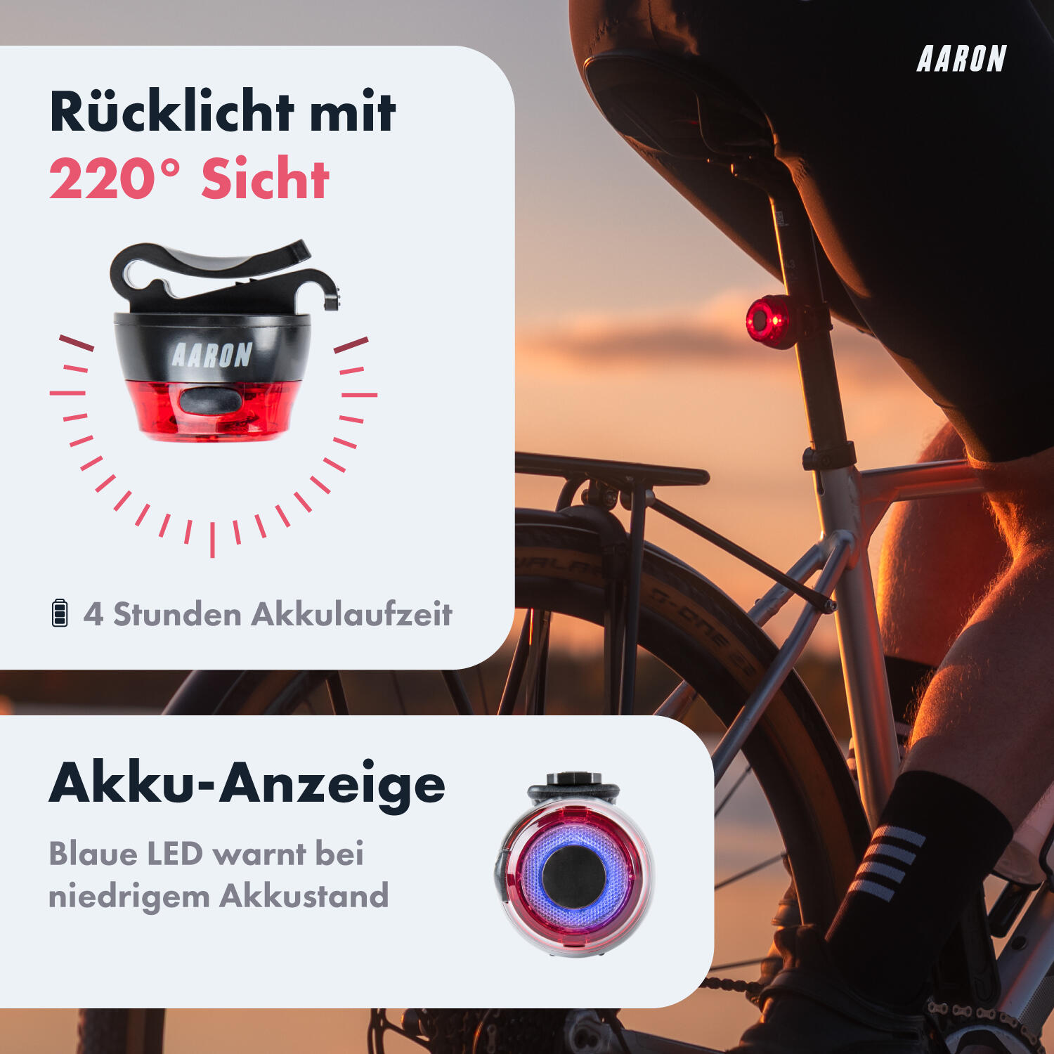 LUX Pro Fahrradlicht Set - 100 Lux, StVZO zugelassen, Front- und Rücklicht 4/7