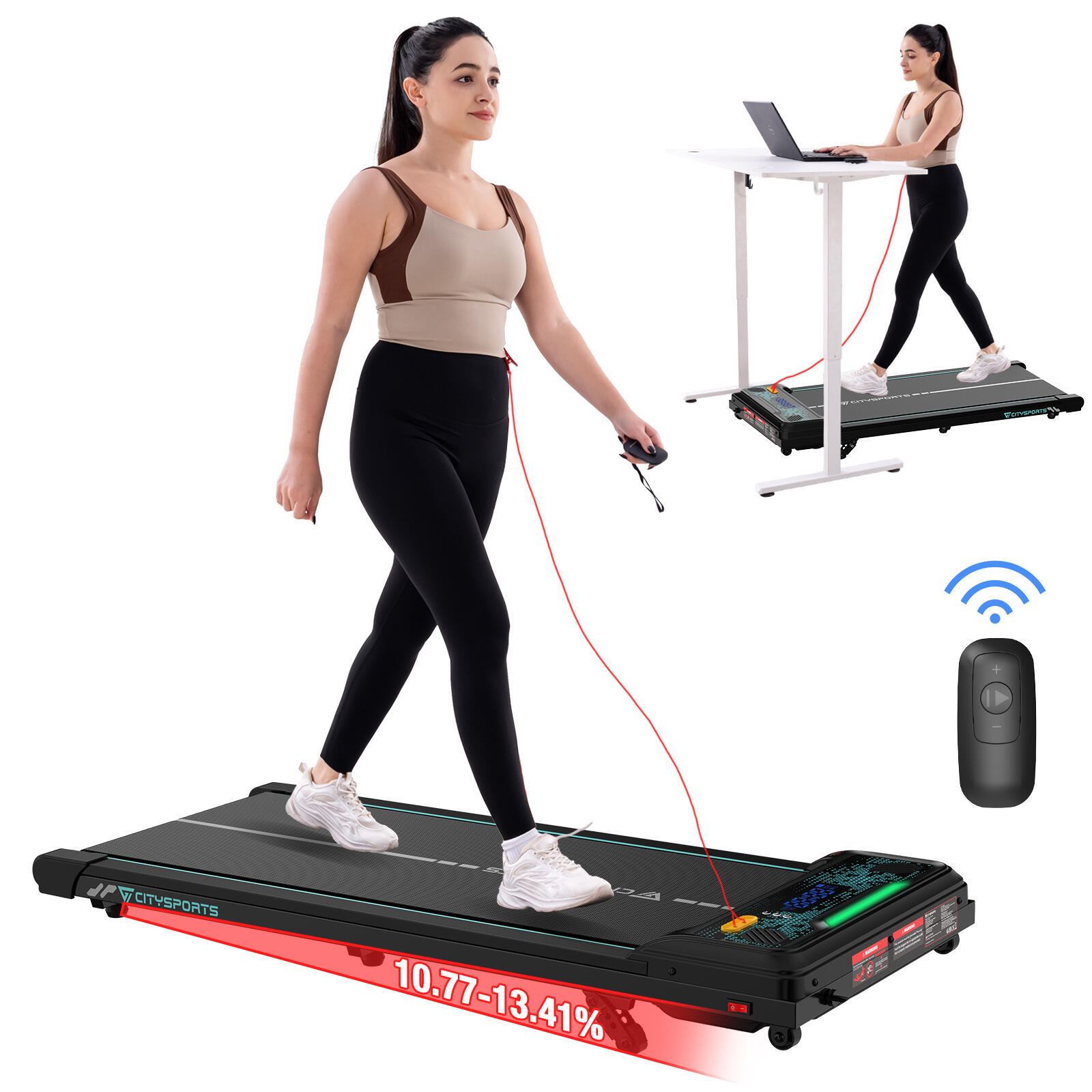Banda de alergare CITYSPORTS WP6S pentru acasă și birou, 6 km/h
