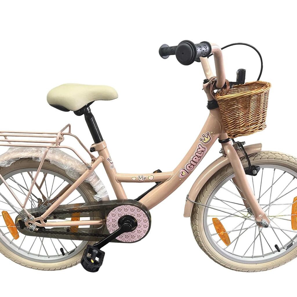 Bikefun Girly 18-inch kids' bike pink with wicker basket and hub brake