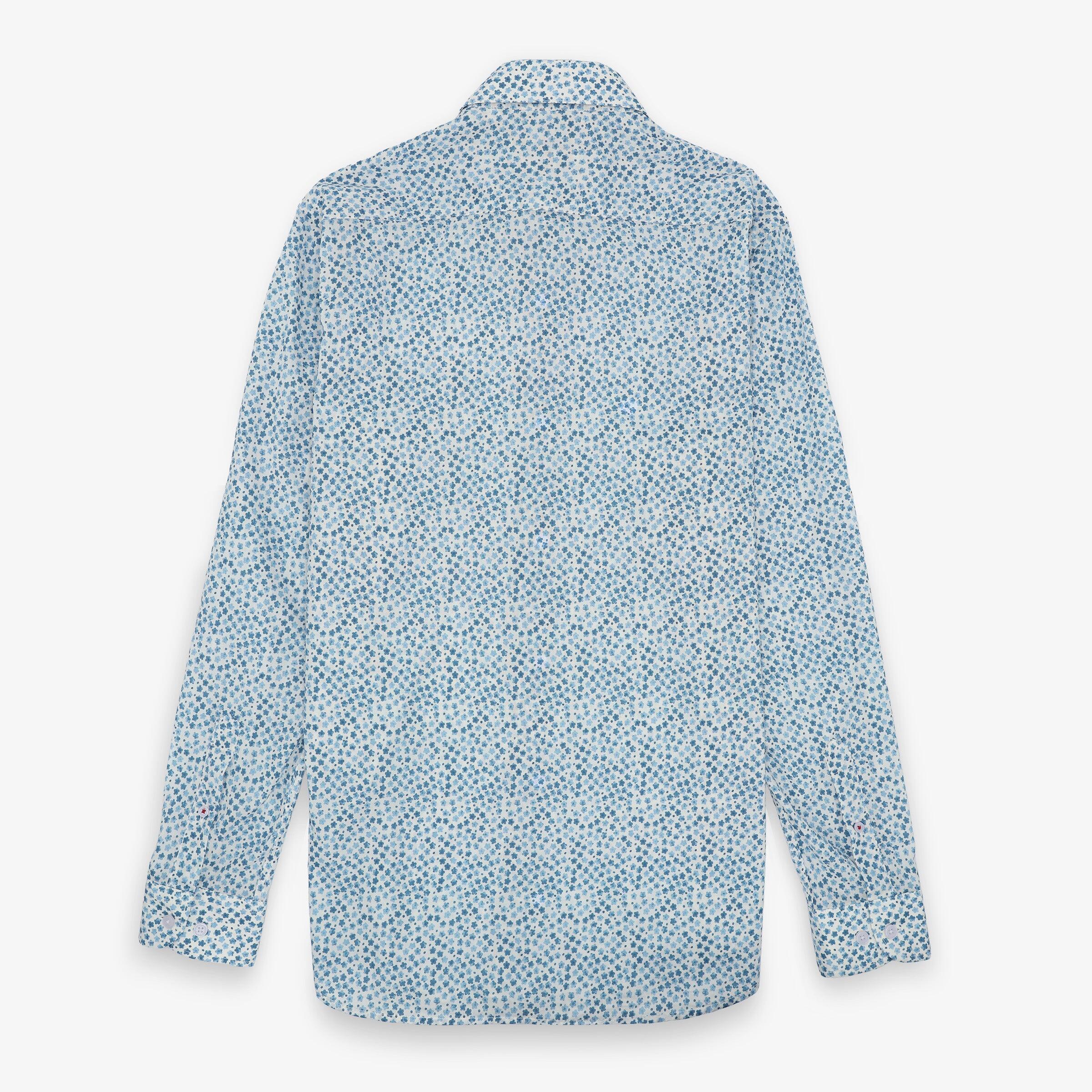 Camicia a maniche lunghe in cotone blu stampata 2/5