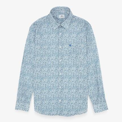 Chemise manches longues imprimée en coton bleu