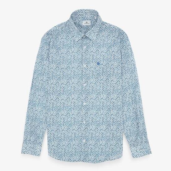 Chemise manches longues imprimée en coton bleu