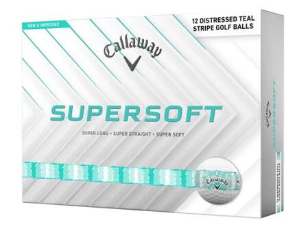 Callaway Golf NEW Supersoft Stripe, golfballen met uitlijningsmarkering, turkooi