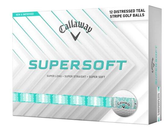 Callaway Golf NEW Supersoft Stripe, golfballen met uitlijningsmarkering, turkooi