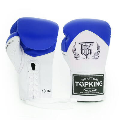 Topking blend 01 blauwe bokshandschoenen met vetersluiting