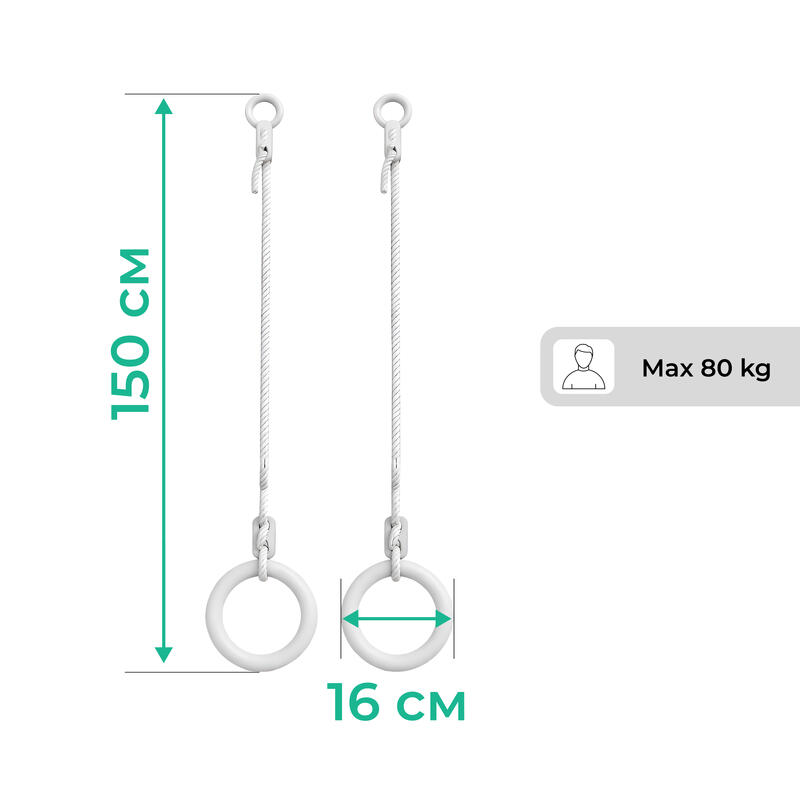 Unisex de gimnastică rotunde suspendate cu frânghii 150cm 16cm Classic Negru