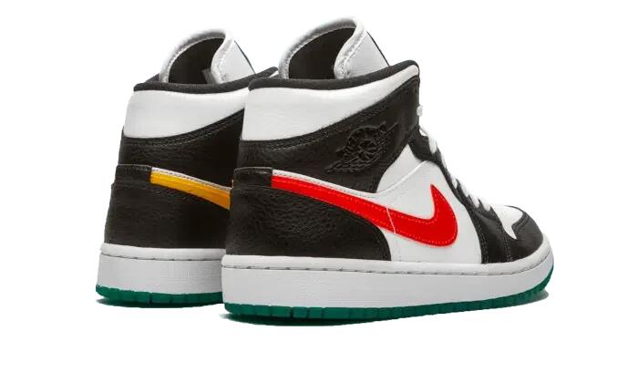 Jordan 1 Mid Alternate Swooshes Rot Gelb - Damen 3/4