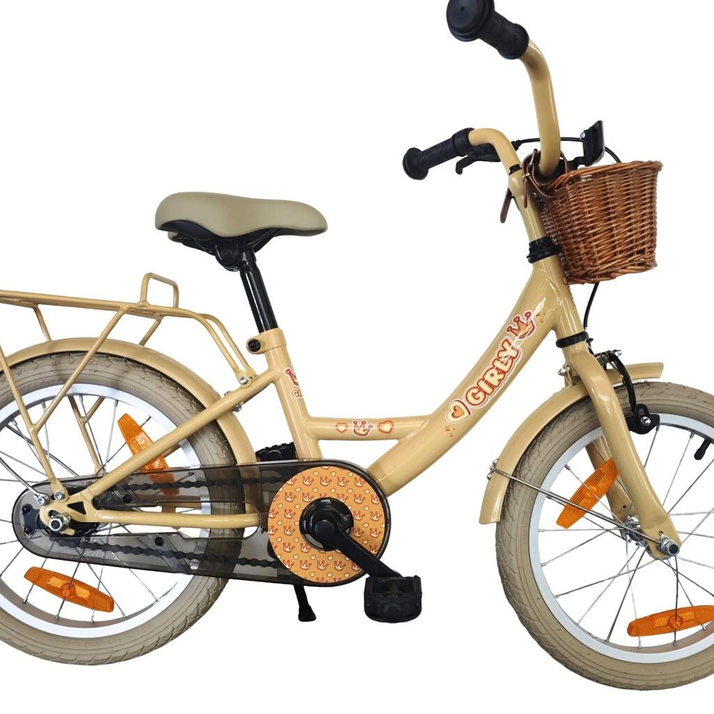 Bike Fun Kids 16-inch girls' bike 25 cm frame basket hub brake gold