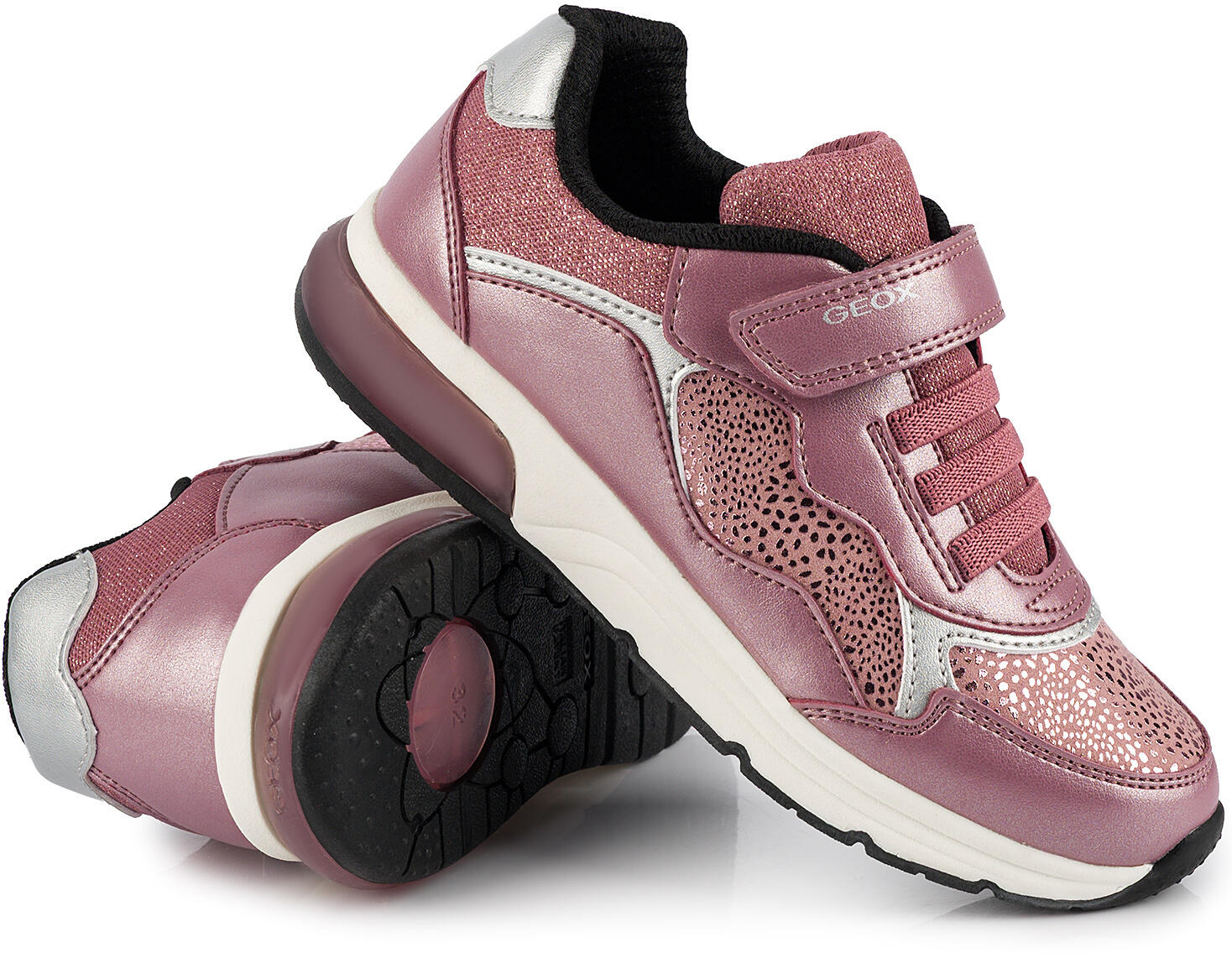 Buty dziecięce sportowe sneakersy dla dziewczynki na rzep świecące LED GEOX SPAC 4/7
