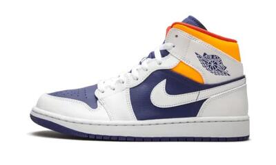 Sportschoenen air jordan 1 mid white laser orange deep royal blue