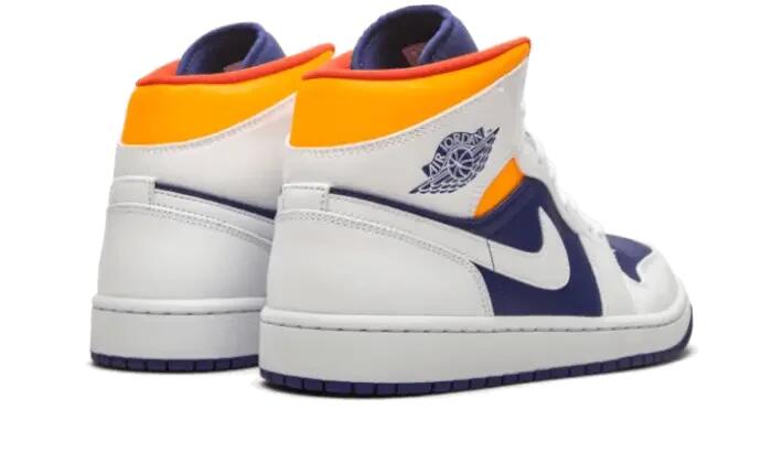 Sportschoenen Air Jordan 1 Mid White Laser Orange Deep Royal Blue 3/4