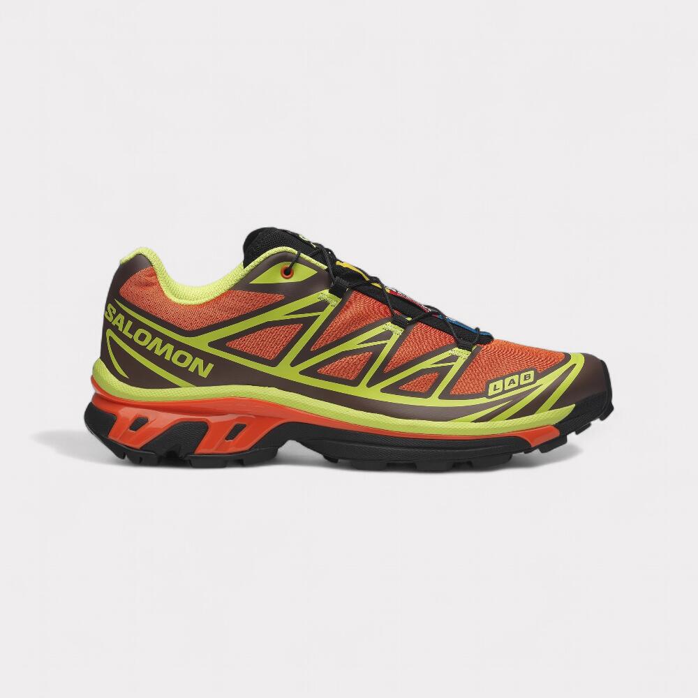 orange corail fluo / vert électrique / jaune anis