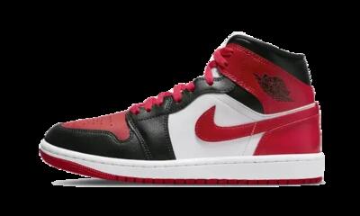 Schoenen - basketbal - air jordan 1 mid - leer - zwart/rood