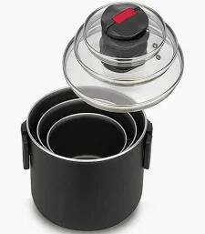 Batterie Ballarini pliable avec 3 casseroles et leurs couvercles. 3/3