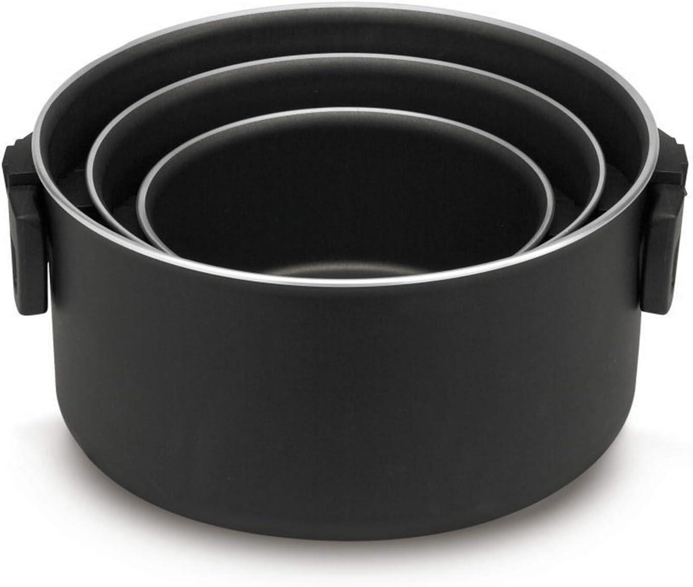 Batterie Ballarini pliable avec 3 casseroles et leurs couvercles. 2/3
