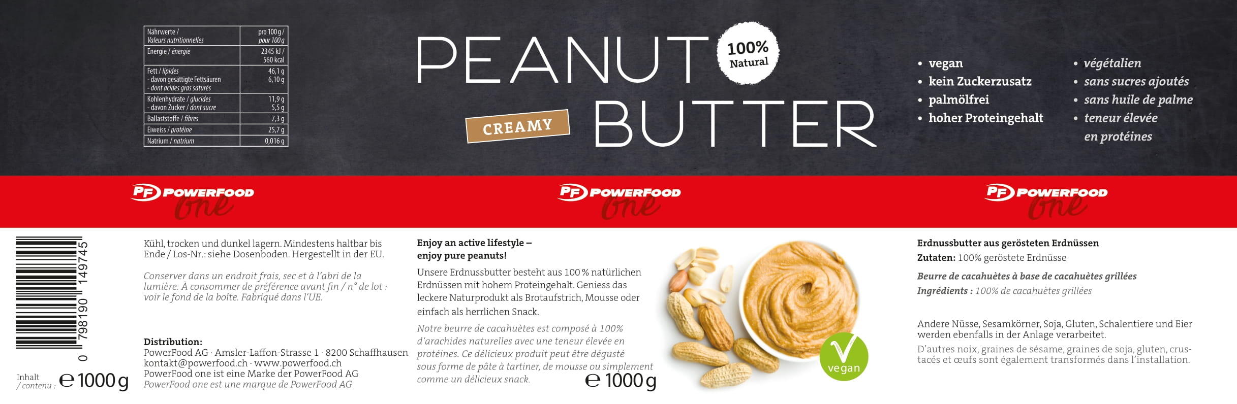 PowerFood Peanut Butter (1000g Dose) - Creamy 2/2