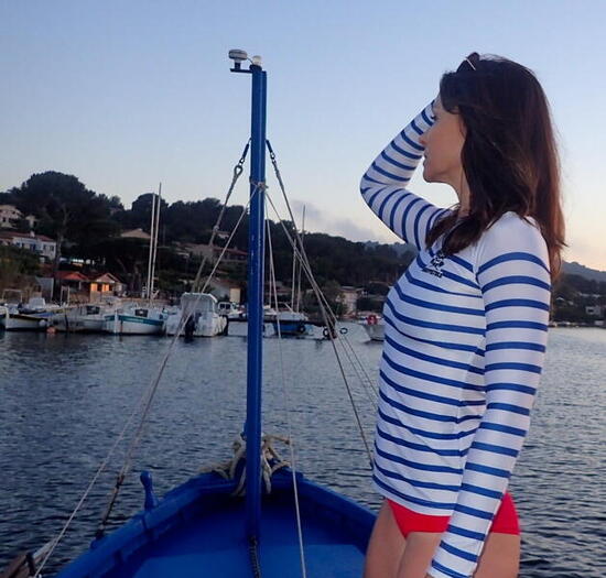 LYCRA FEMME MARINIERE PIN UP MANCHES LONGUES