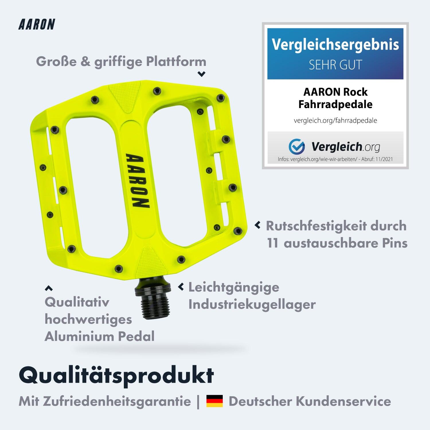 Rock MTB Pedale Aluminium, CroMo-Achse, 11 Pins - Gelb 3/7