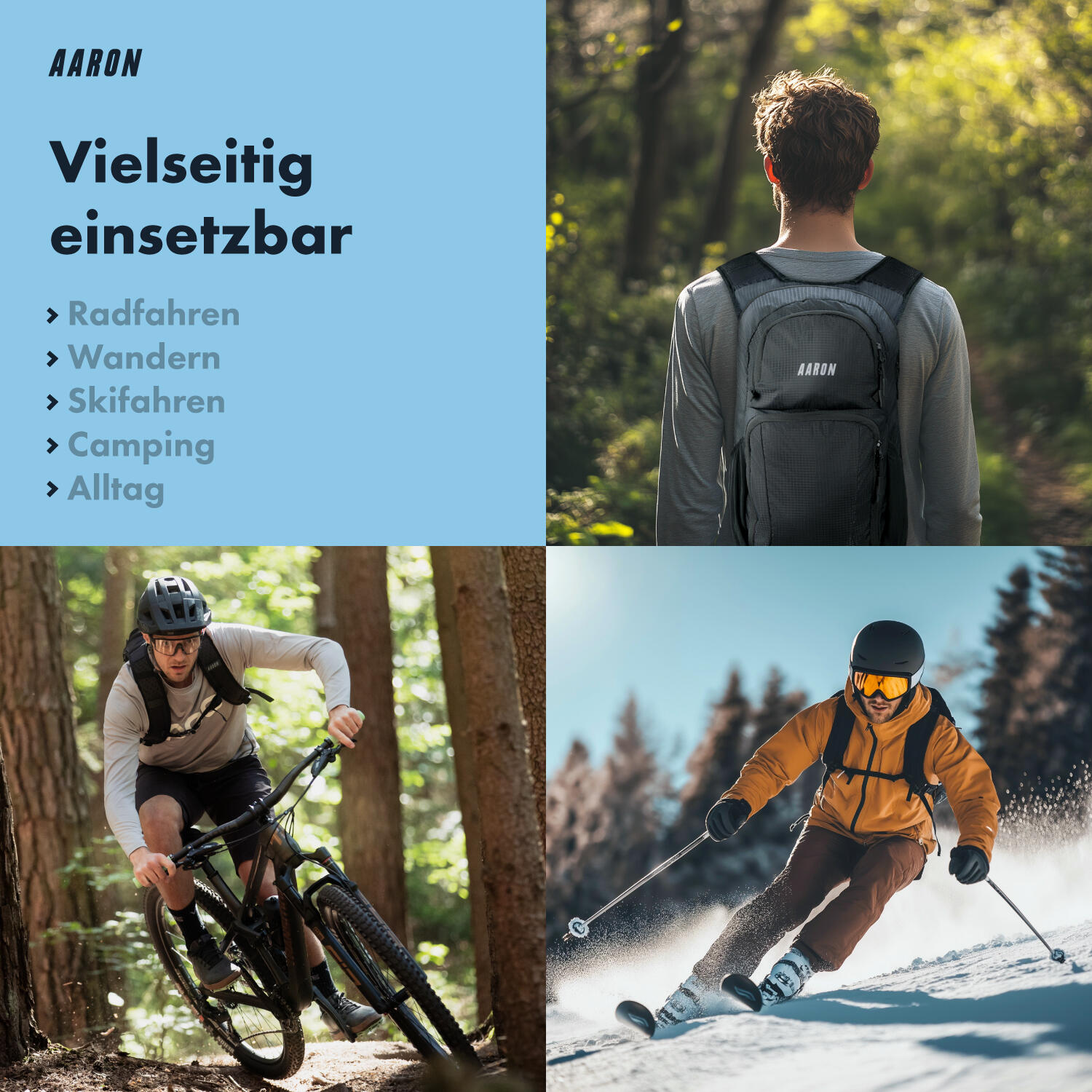 25L Fahrradrucksack, wasserdicht, mit Helmhalter und Regenhülle, Wanderrucksack 2/7