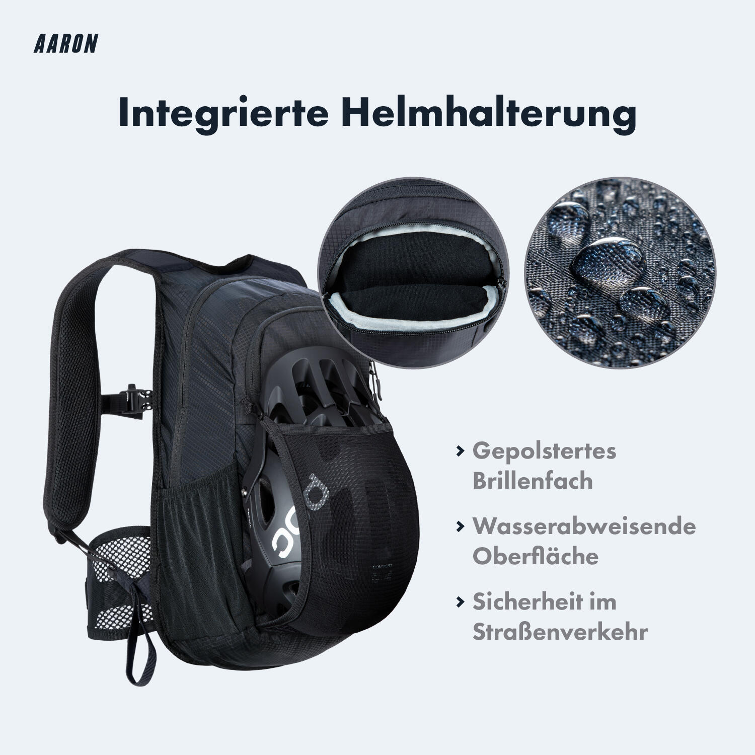25L Fahrradrucksack, wasserdicht, mit Helmhalter und Regenhülle, Wanderrucksack 4/7