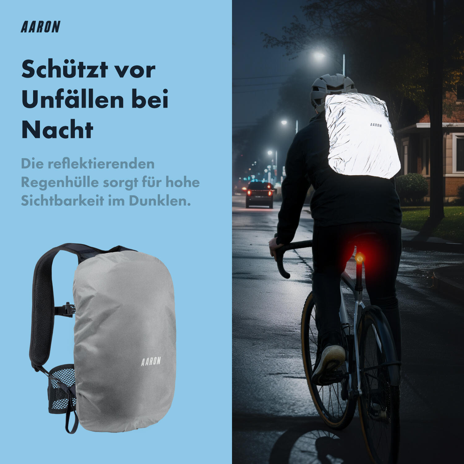 25L Fahrradrucksack, wasserdicht, mit Helmhalter und Regenhülle, Wanderrucksack 7/7
