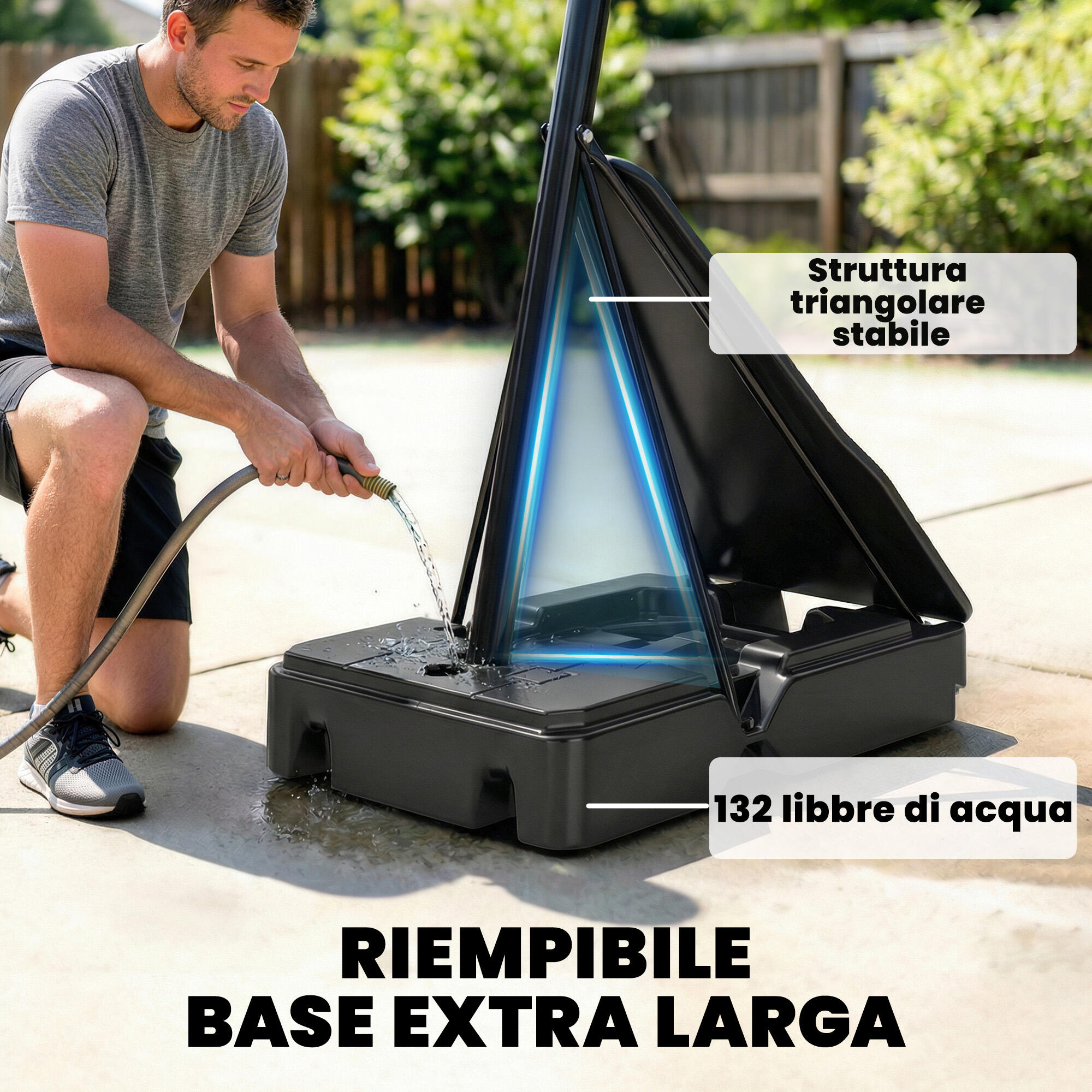 SPORTNOW Canestro da Basket Regolabile con Base Riempibile, 245-305 cm 5/8