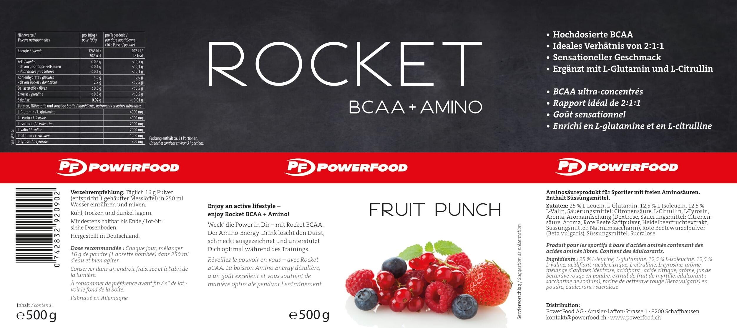 Rocket Bcaa 500g Powerfood One 2/2