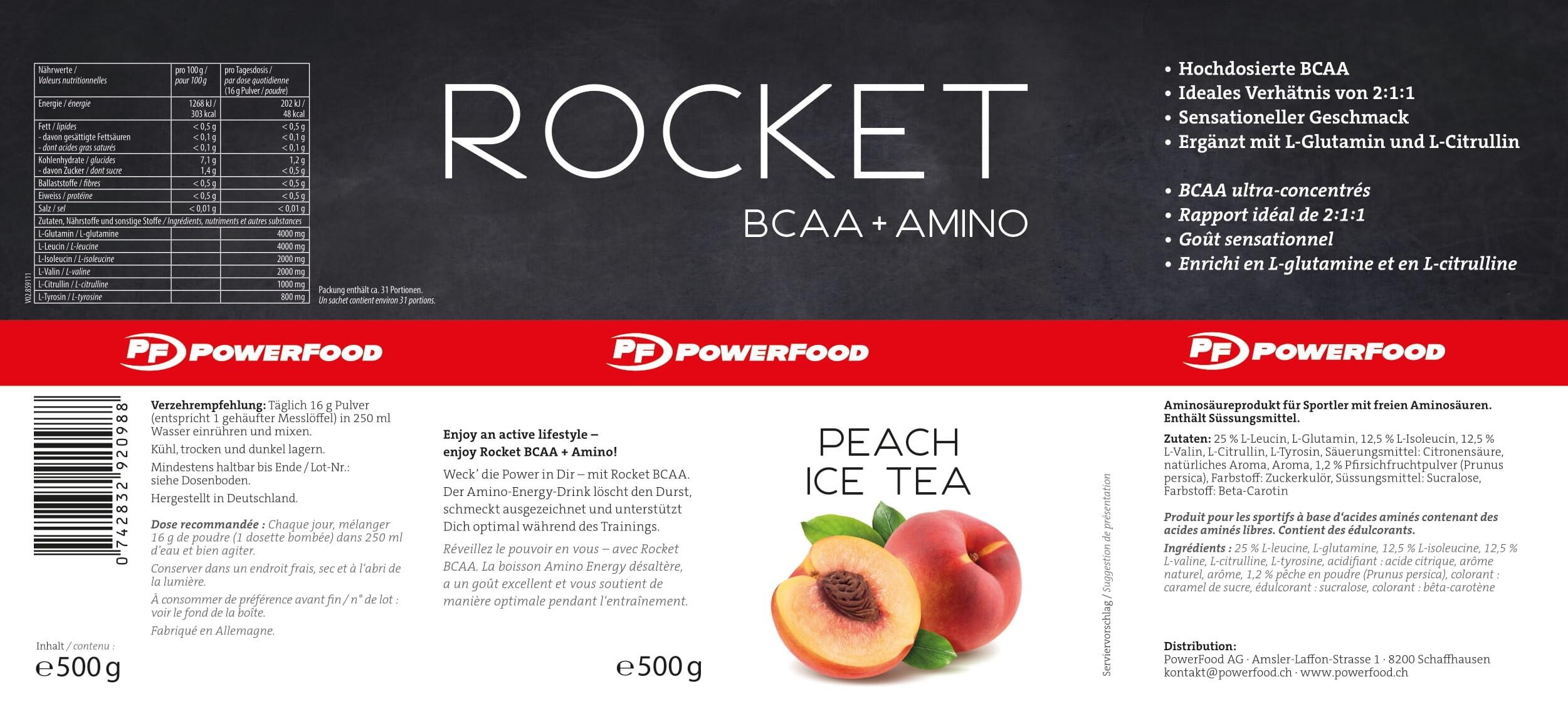 Rocket Bcaa 500g Powerfood One 2/3