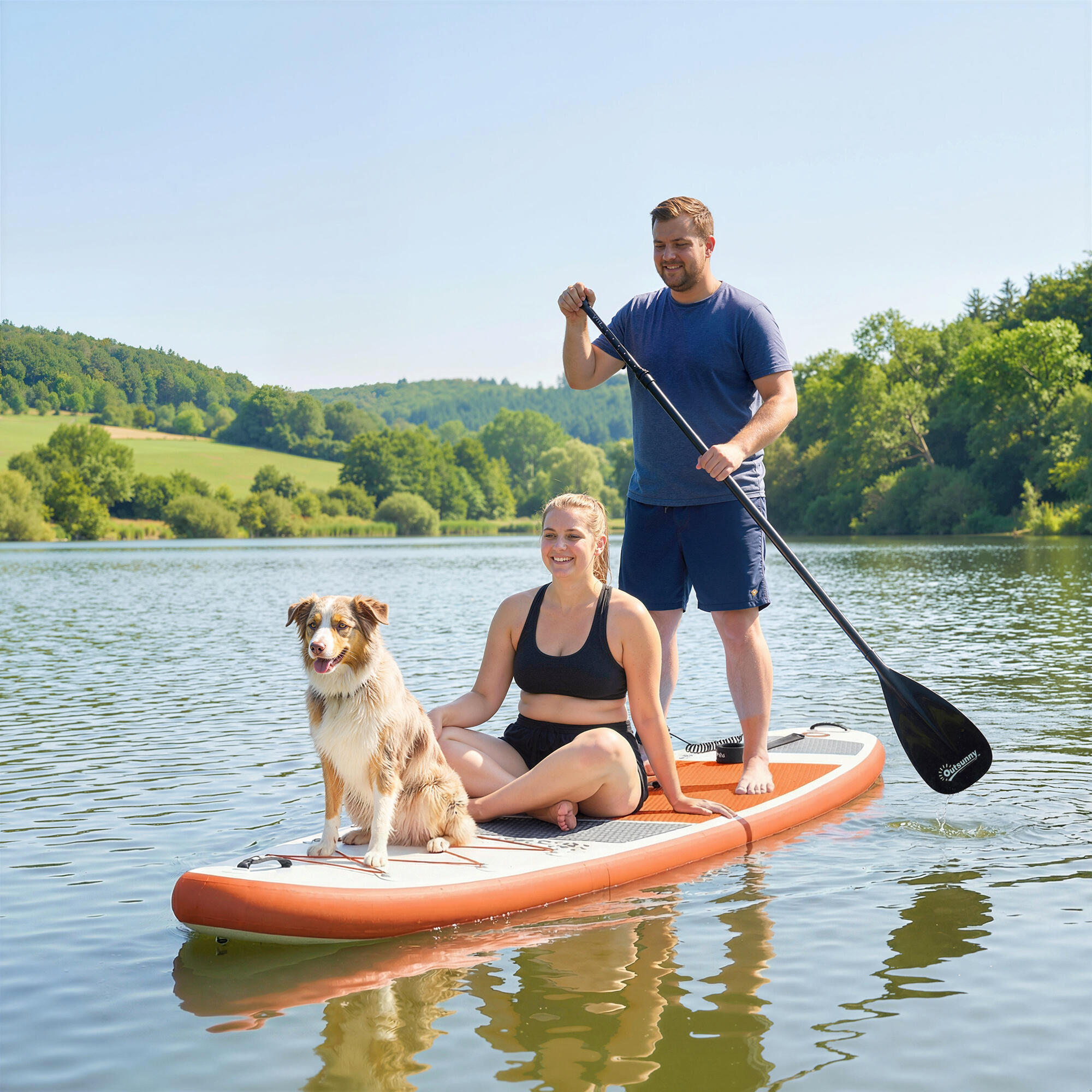 Outsunny Tavola da Stand Up Paddle Gonfiabile Antiscivolo, 320x82x15cm Arancione 2/8