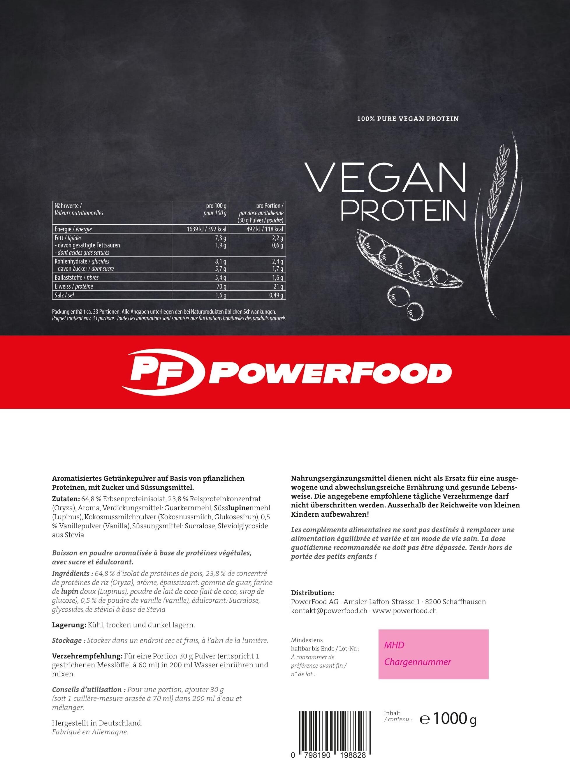 PowerFood One Vegan Protein 1000 g Beutel Vanille 2/2