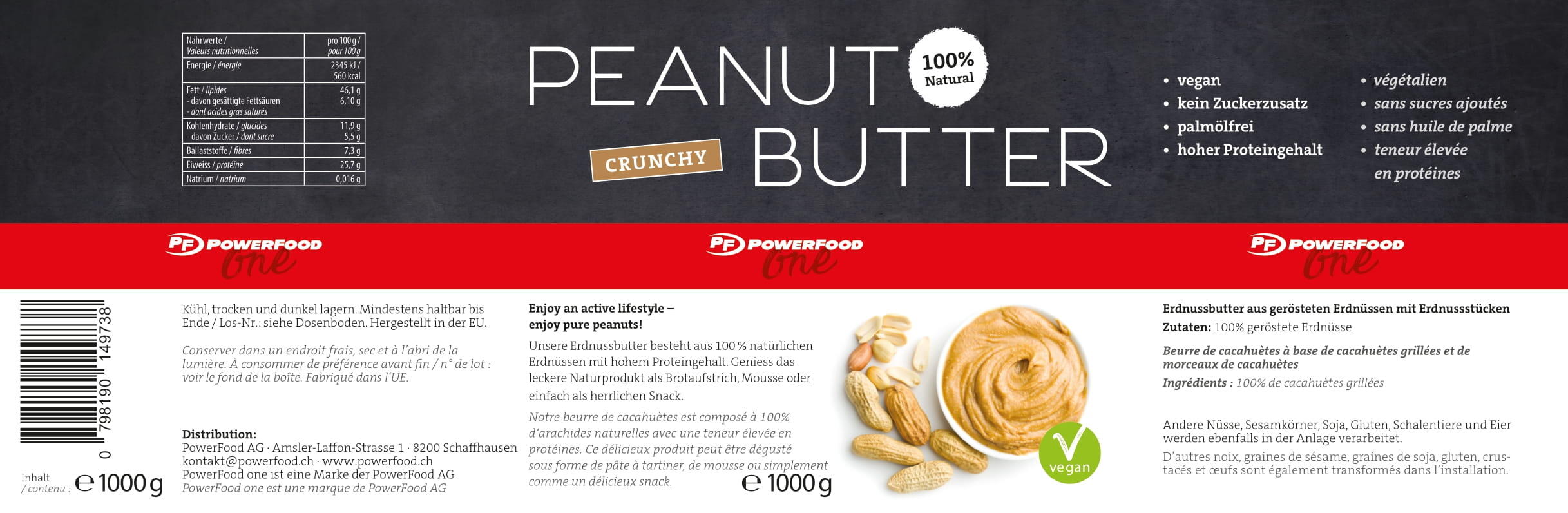 PowerFood Peanut Butter 1000 g Dose Crunchy 2/2
