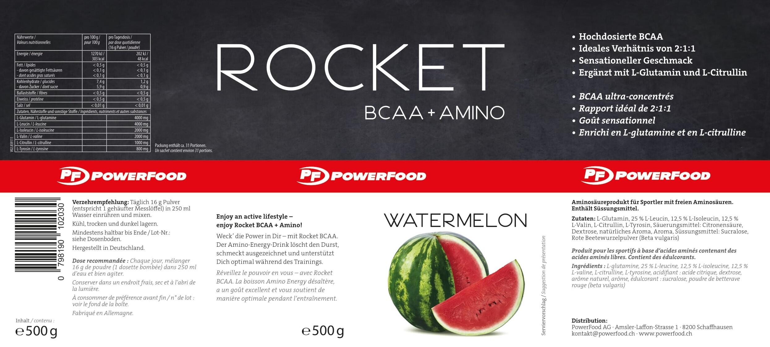Rocket Bcaa 500g Powerfood One 2/2