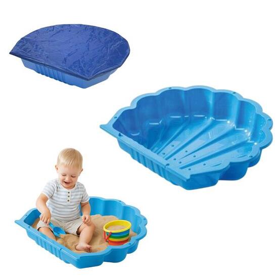 Bac à sable en plastique avec bâche - bleu 1 pc.