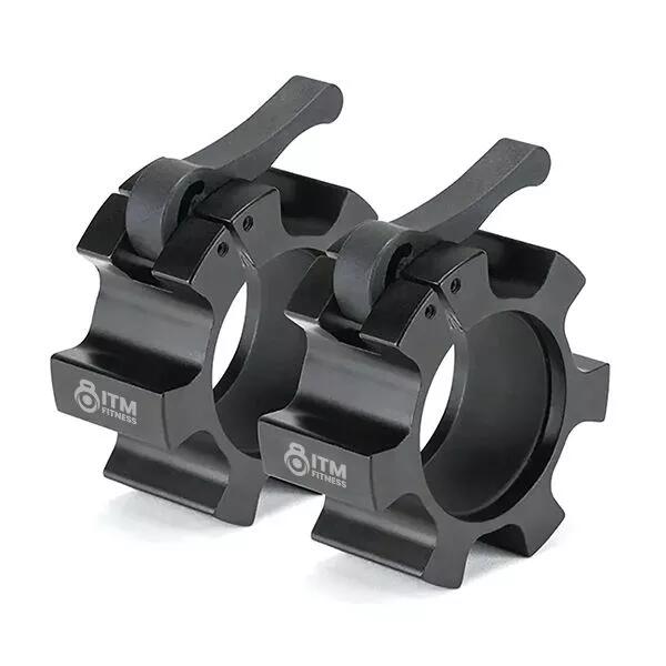 ITM Fitness Alloy Olympic Barbell Collars – 50mm Snap-Lock Clips (Pair)