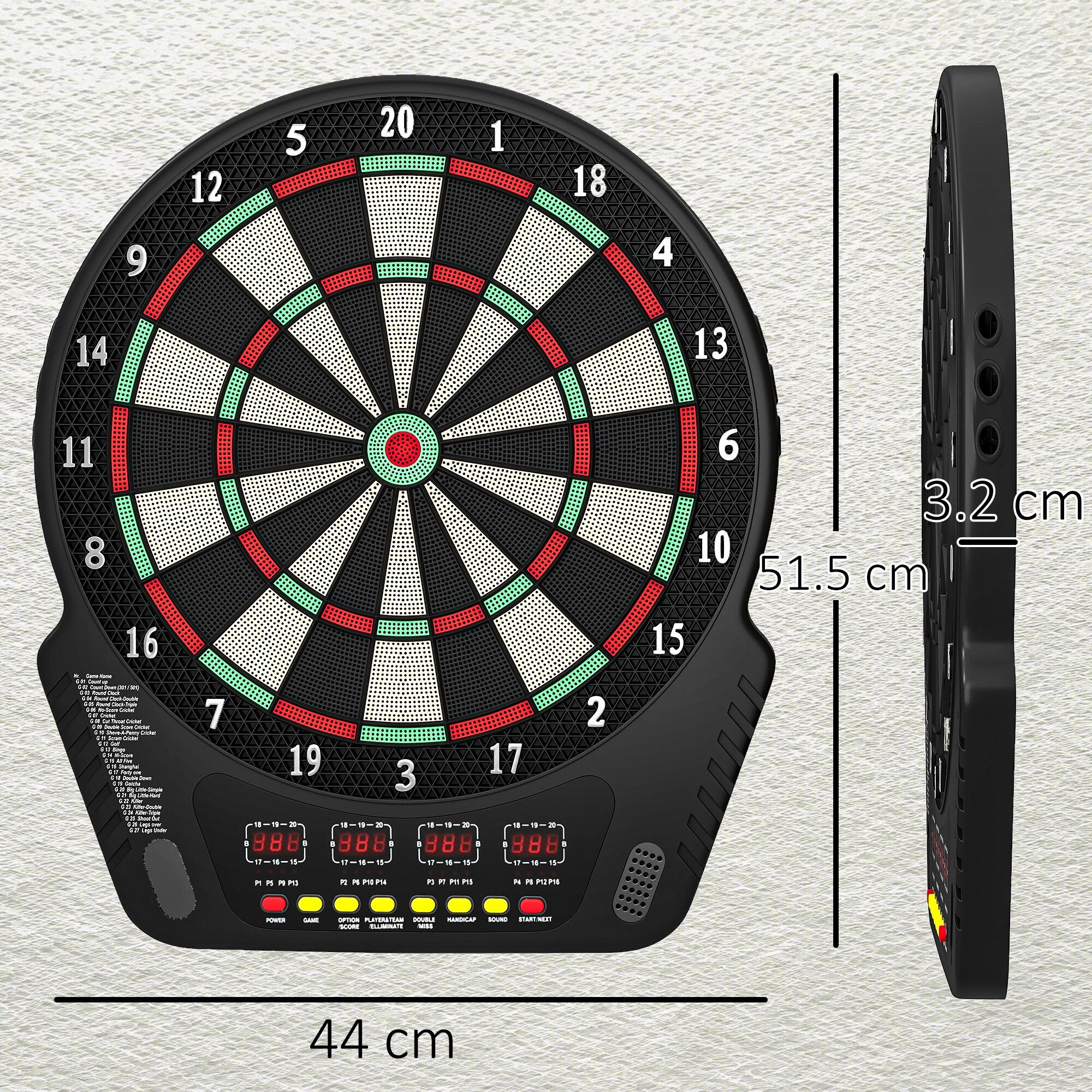 HOMCOM Bersaglio Freccette con 6 Freccette, Alimentatore e 4 Display LED Nero 3/7