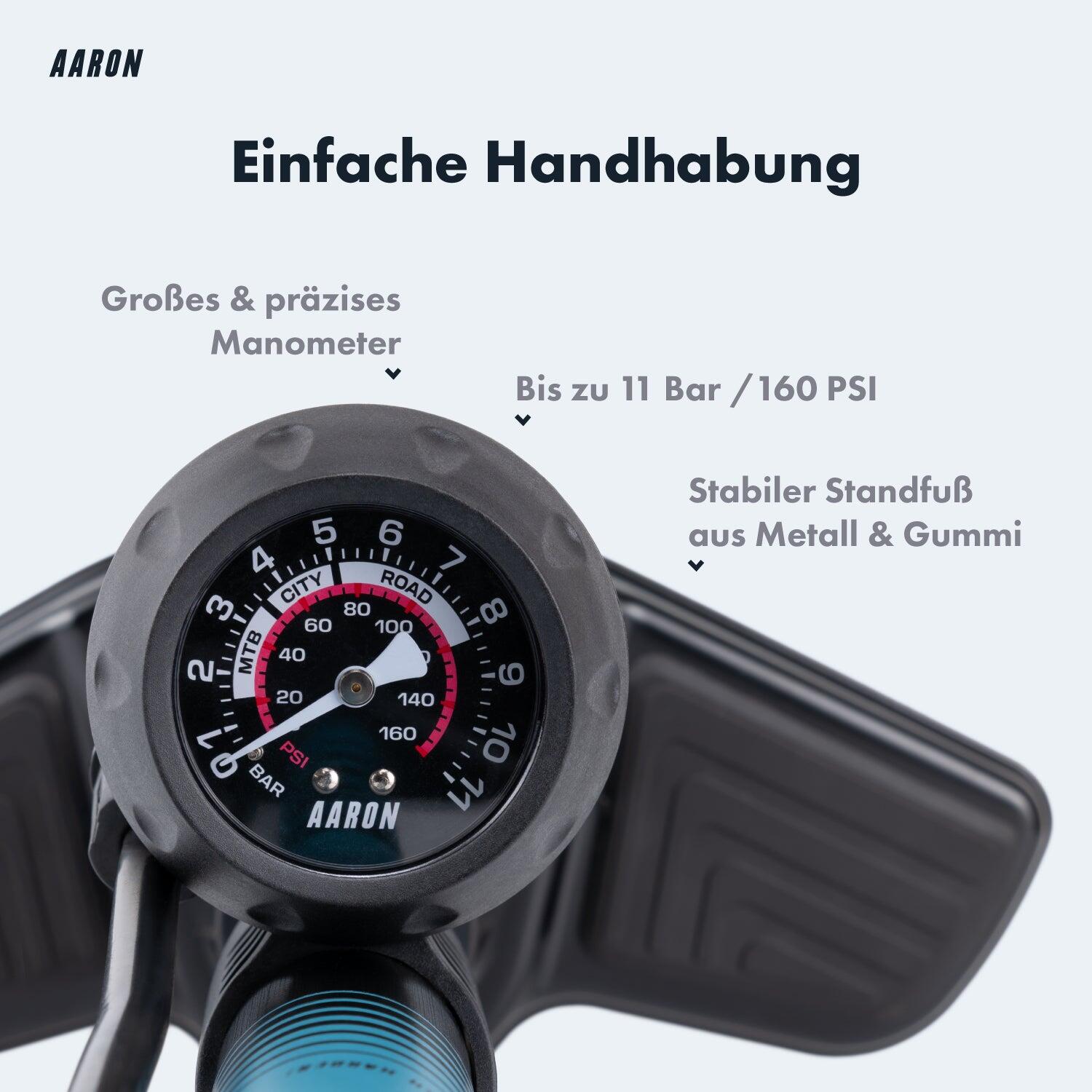 Sport One 2.0 Standpumpe - 11 bar Manometer, für AV/SV/DV - Blau 3/7