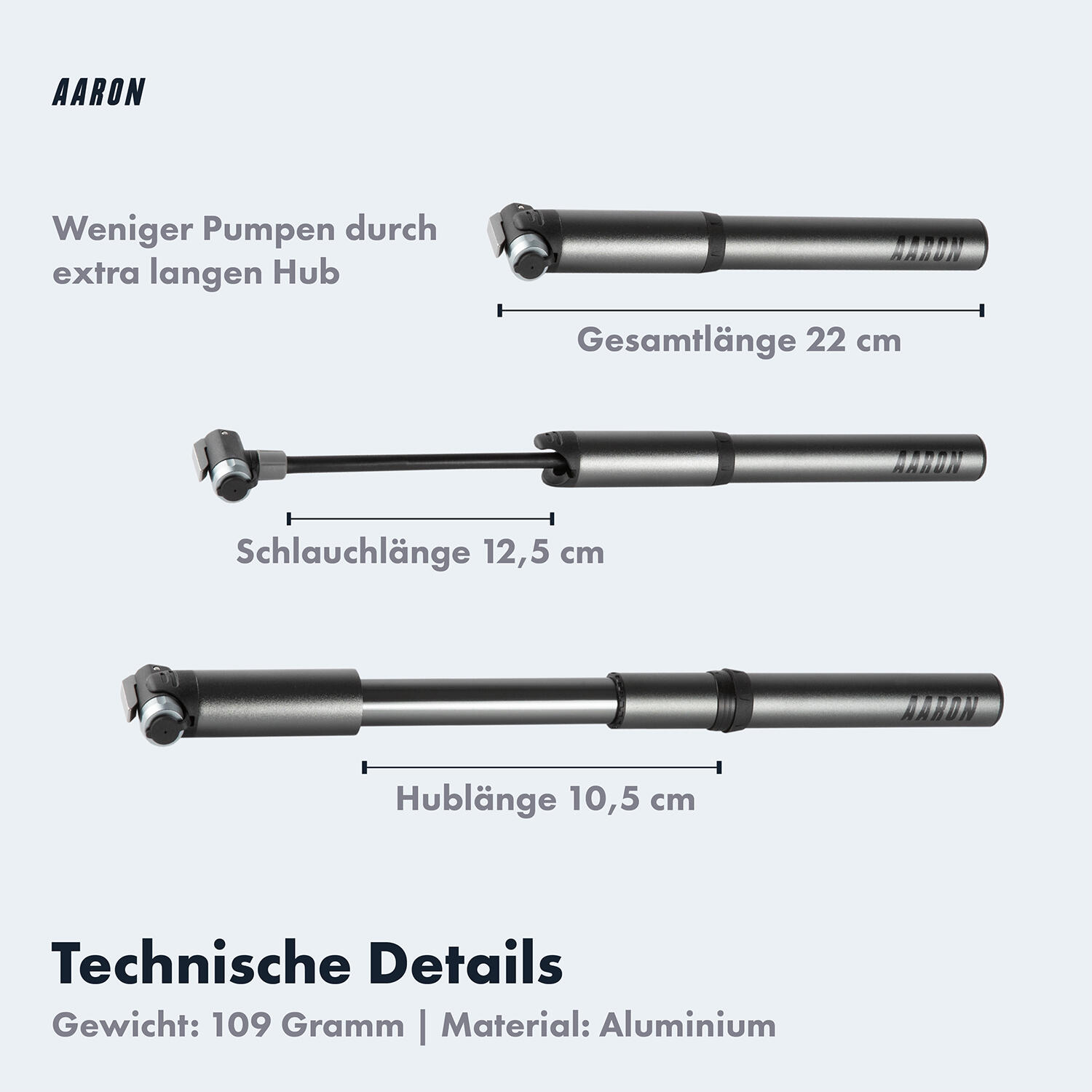 Pocket One - Mini-Fahrradpumpe, bis zu 7 Bar - Grau 4/6