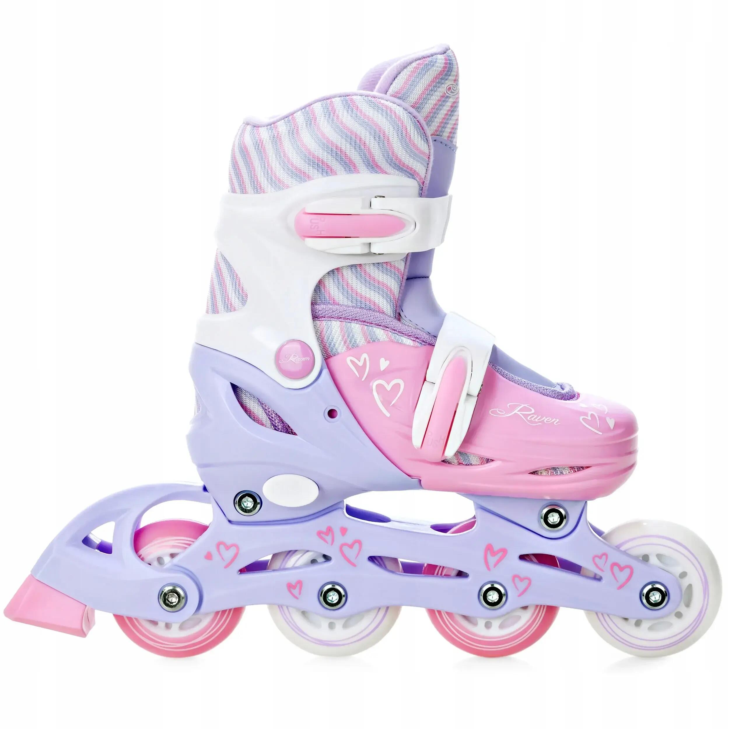 Patine/Role reglabile RAVEN Loret (LED), Mov/Roz 3/6